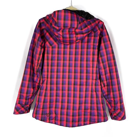 The North Face Cryptic Jacket Recco Purple Pink Plaid Hooded Hyvent Ski Sz XS - Picture 7 of 11